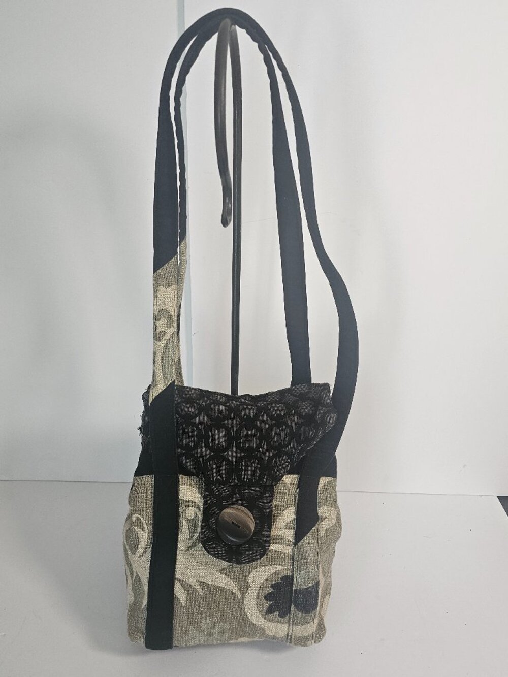 Unbranded Tapestry Bag Shoulder Black Gray Boho Festival Casual Floral